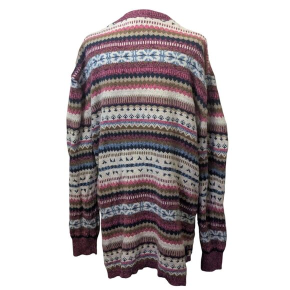 SUNDANCE CATALOG Fair Isle Cardigan XL Nordic Wool Blend Oversized Sweater - Picture 7 of 7